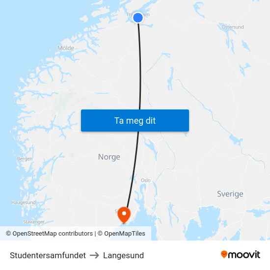 Studentersamfundet to Langesund map