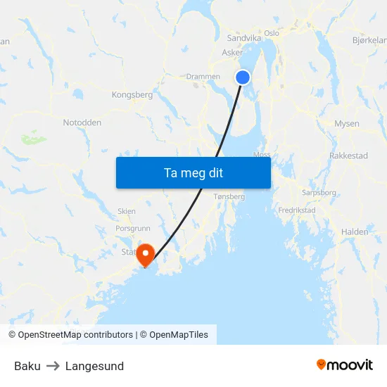 Baku to Langesund map