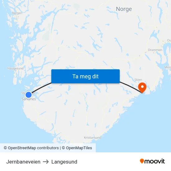 Jernbaneveien to Langesund map