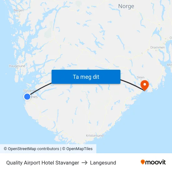 Quality Airport Hotel Stavanger to Langesund map
