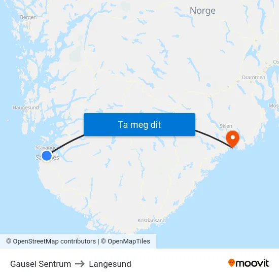 Gausel Sentrum to Langesund map