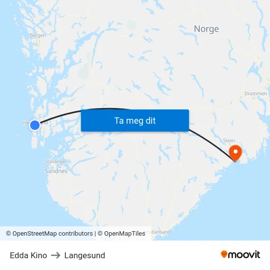 Edda Kino to Langesund map
