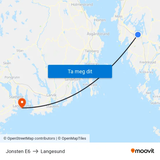 Jonsten E6 to Langesund map