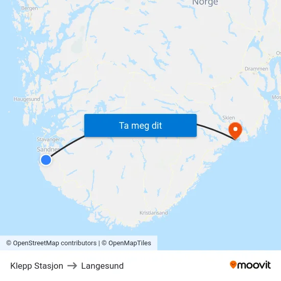 Klepp Stasjon to Langesund map