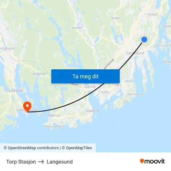 Torp Stasjon to Langesund map