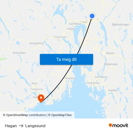 Hagan to Langesund map