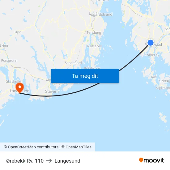 Ørebekk Rv. 110 to Langesund map
