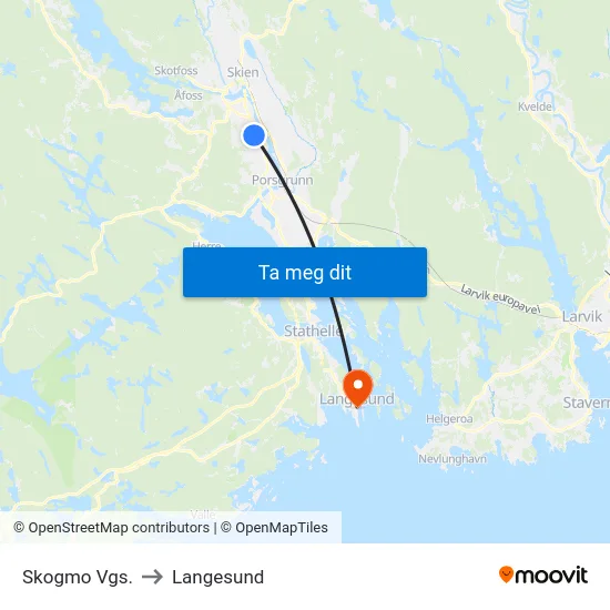 Skogmo Vgs. to Langesund map