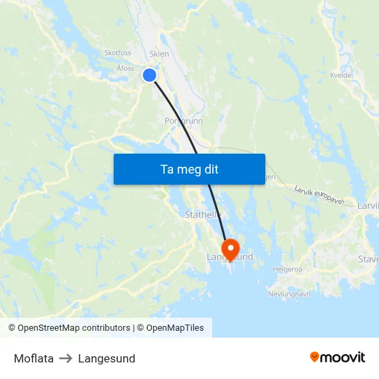 Moflata to Langesund map