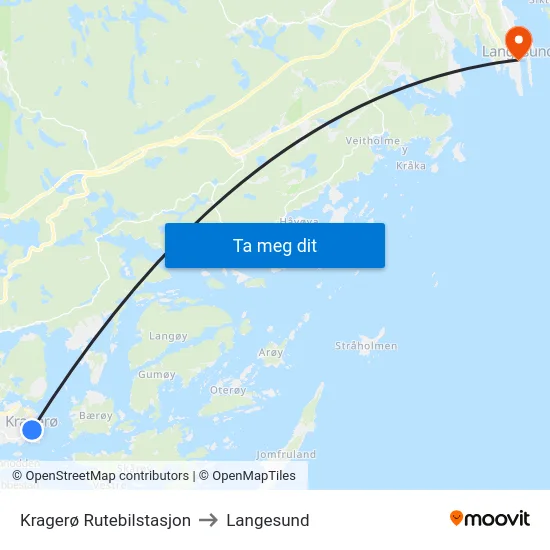 Kragerø Rutebilstasjon to Langesund map