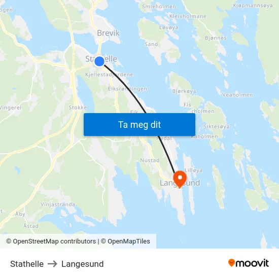 Stathelle to Langesund map