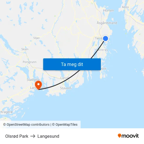 Olsrød Park to Langesund map