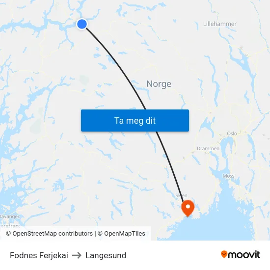 Fodnes Ferjekai to Langesund map