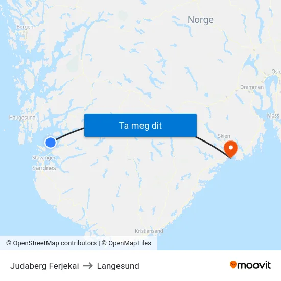 Judaberg Ferjekai to Langesund map