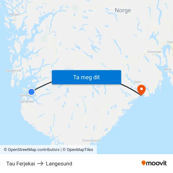 Tau Ferjekai to Langesund map