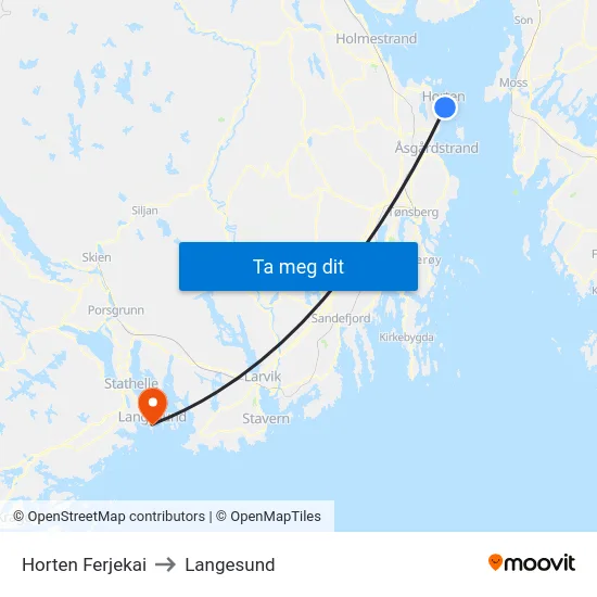 Horten Ferjekai to Langesund map
