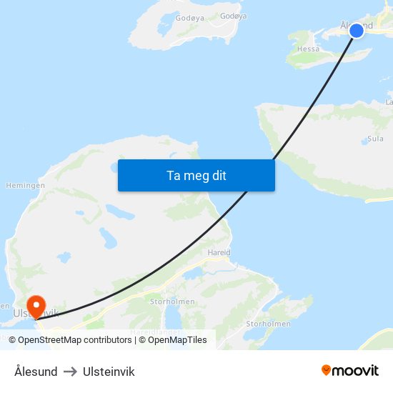 Ålesund to Ulsteinvik map