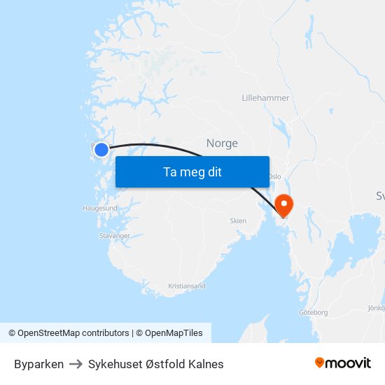 Byparken to Sykehuset Østfold Kalnes map