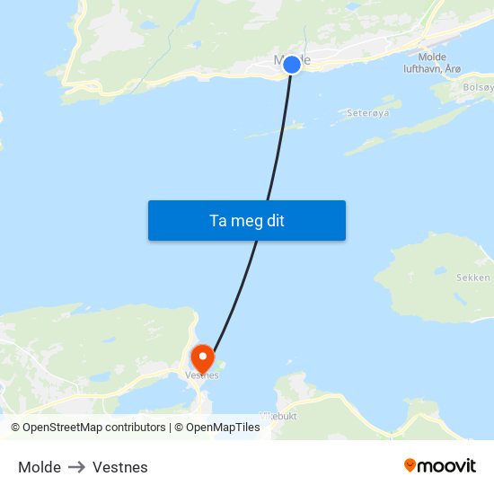 Molde to Vestnes map