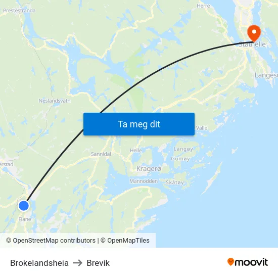 Brokelandsheia to Brevik map