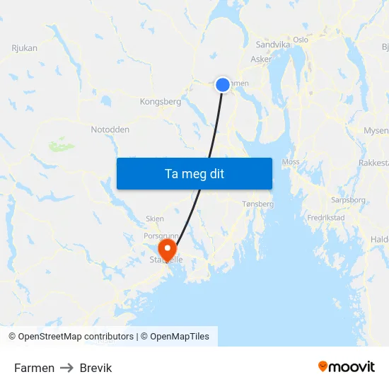 Farmen to Brevik map