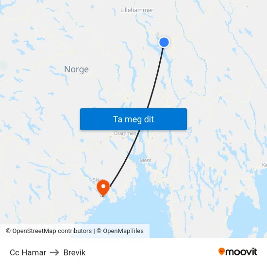 Cc Hamar to Brevik map