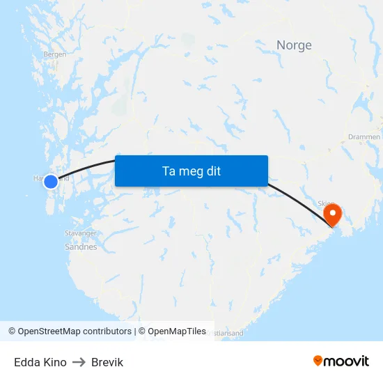 Edda Kino to Brevik map