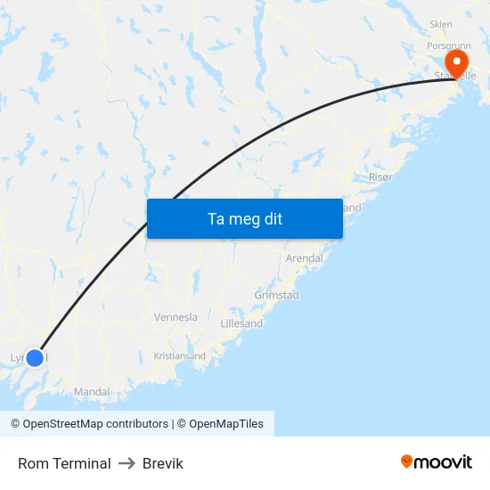Rom Terminal to Brevik map
