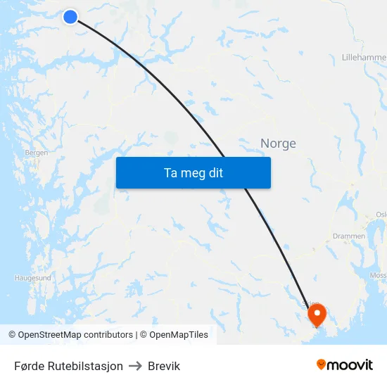 Førde Rutebilstasjon to Brevik map