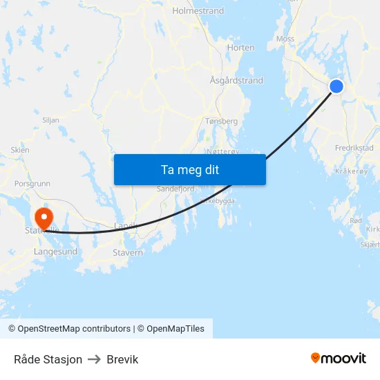 Råde Stasjon to Brevik map