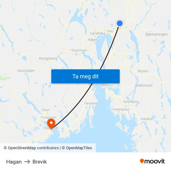 Hagan to Brevik map