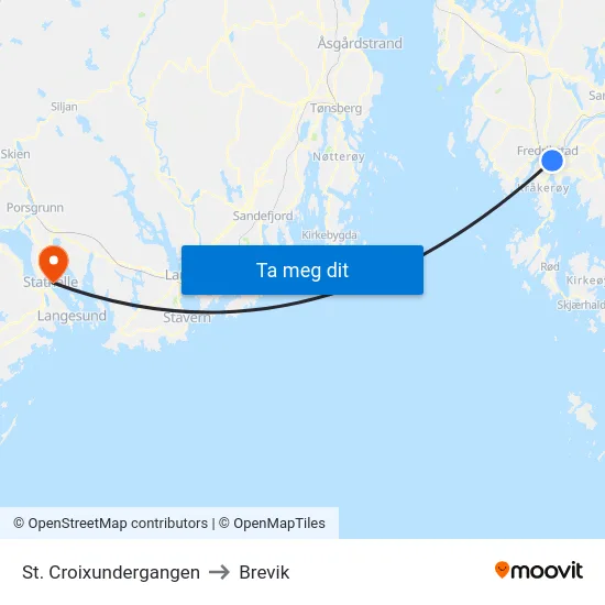 St. Croixundergangen to Brevik map