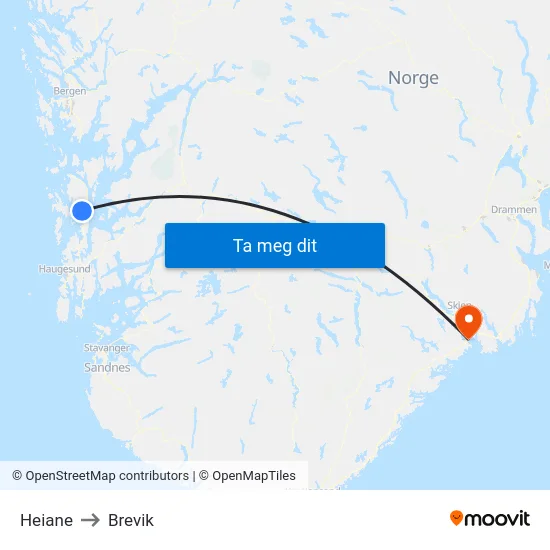 Heiane to Brevik map