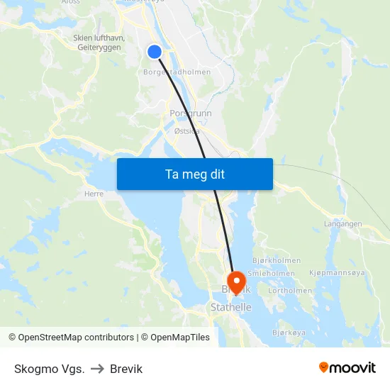 Skogmo Vgs. to Brevik map