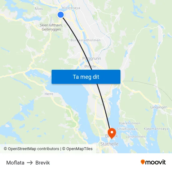 Moflata to Brevik map