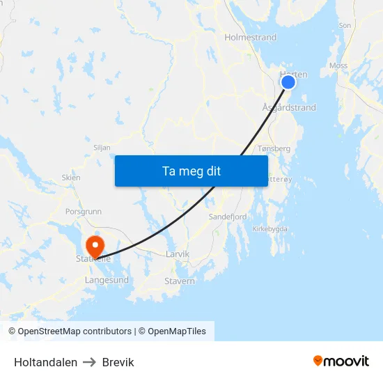 Holtandalen to Brevik map
