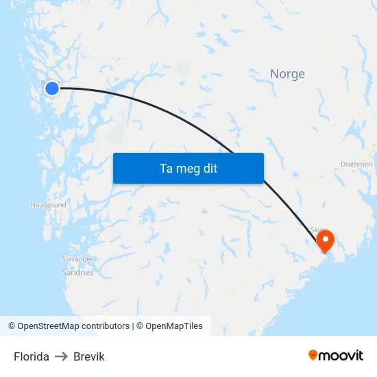 Florida to Brevik map