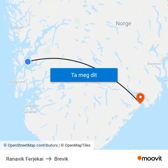 Ranavik Ferjekai to Brevik map