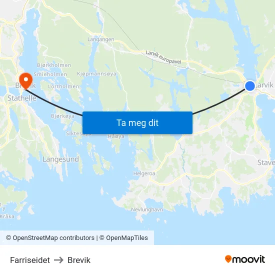 Farriseidet to Brevik map