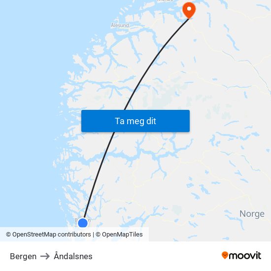 Bergen to Åndalsnes map