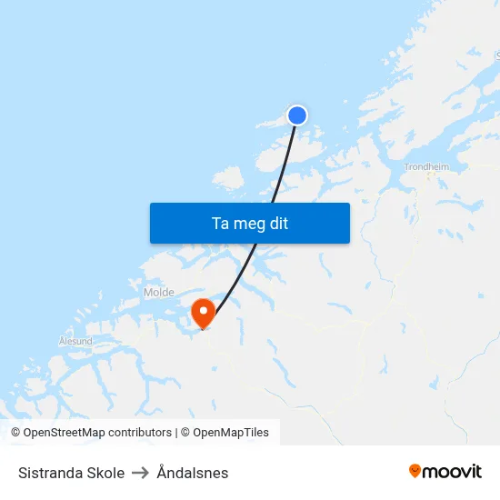 Sistranda Skole to Åndalsnes map