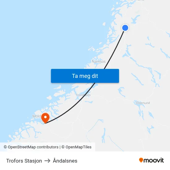 Trofors Stasjon to Åndalsnes map
