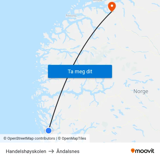 Handelshøyskolen to Åndalsnes map