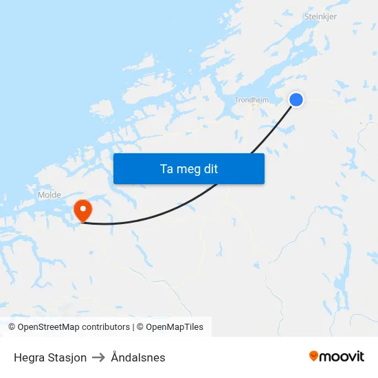 Hegra Stasjon to Åndalsnes map