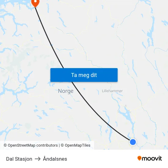 Dal Stasjon to Åndalsnes map