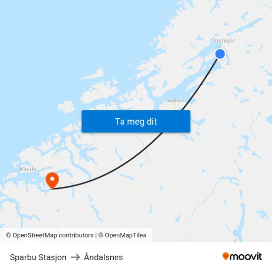 Sparbu Stasjon to Åndalsnes map