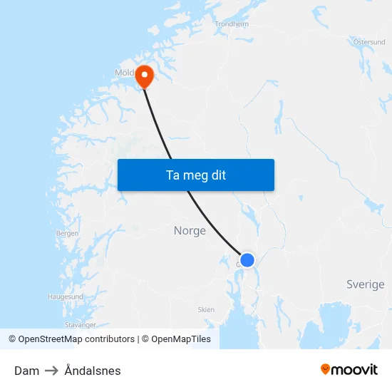 Dam to Åndalsnes map