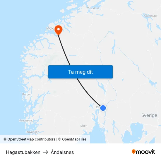 Hagastubakken to Åndalsnes map