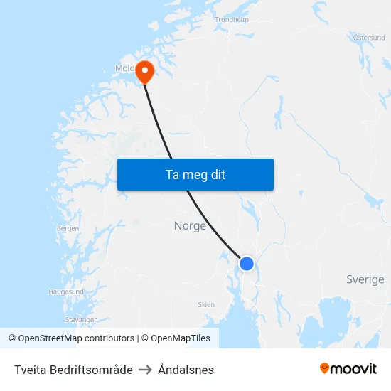 Tveita Bedriftsområde to Åndalsnes map