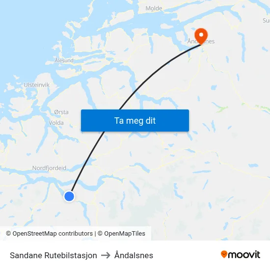 Sandane Rutebilstasjon to Åndalsnes map